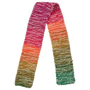 Vintage Handmade Scarf Rainbow Knit Long Ribbed Knit Neck 44 x 4.5" Colorful
